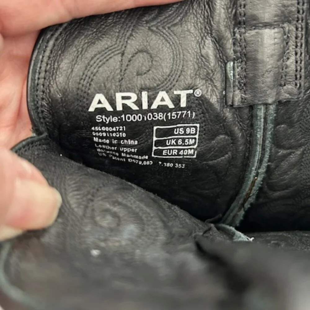 Ariat Women's J Toe Western Boot Black Leather Size 9 Style 10001038 (15771) - Picture 10 of 14